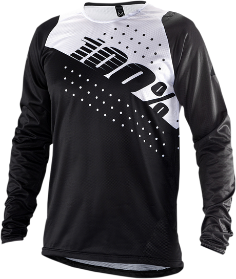 100% R-Core Long-Sleeve Jersey for Mountain Biking - Black/White, XL, Part 40005-00013