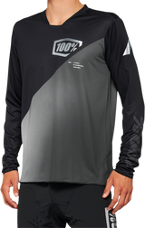 100% R-Core X Long-Sleeve Jersey for Motorcycle Riding - Black/Gray, Small | Part Number 40000-00000