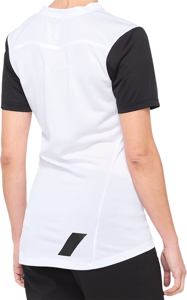 100% Women's Ridecamp Short-Sleeve Jersey - White/Black, Medium - Fits Most Mountain and Road Bikes - Part 40035-00009