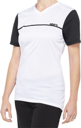 100% Women's Ridecamp Short-Sleeve Jersey - White/Black, Part No. 40035-00011, Fits Most Mountain and Road Bikes