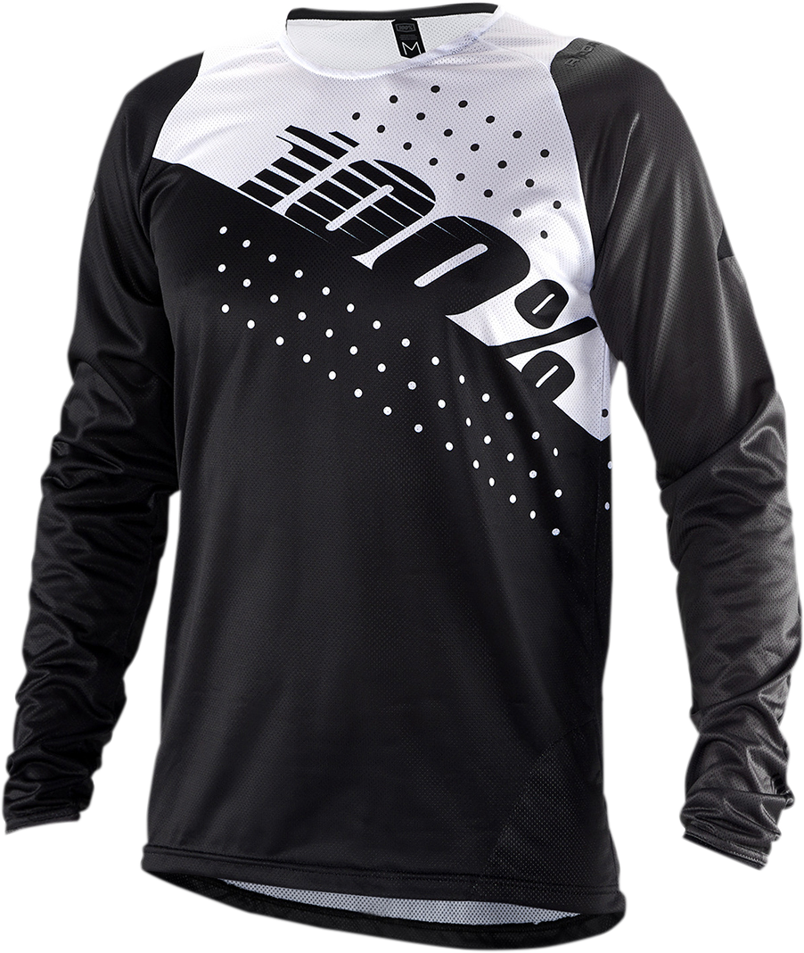 100% R-Core Long-Sleeve Jersey - Black/White for ATV and Dirt Bike Riders - Part 40005-00011