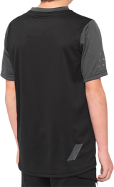 100% Youth Ridecamp Short-Sleeve Jersey - Black/Charcoal, Size Large | Compatible with BMX, Mountain Biking, and Trail Riding Vehicles