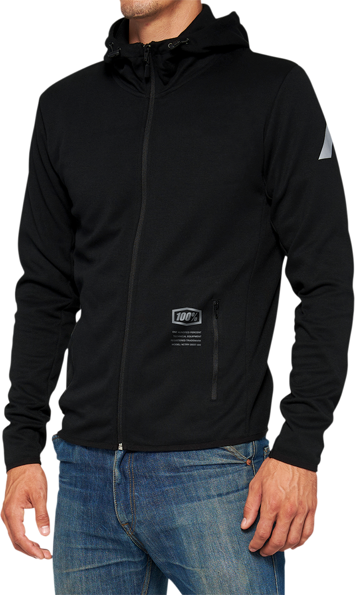 100% Viceroy Tech Zip Hoodie - Black - Small | Athletic Fit with Moisture-Wicking Scuba Fleece for Motorcycle & Sports Enthusiasts