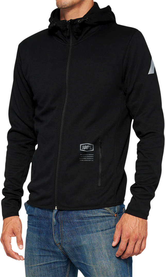100% Viceroy Tech Zip Hoodie - Black - Small | Athletic Fit with Moisture-Wicking Scuba Fleece for Motorcycle & Sports Enthusiasts