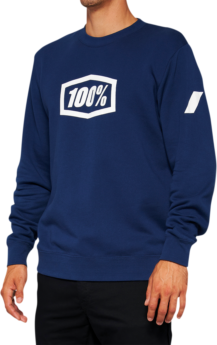 100% Icon Long-Sleeve Fleece Sweatshirt with Screen-Printed Logo, Navy, Large (Part Number 20026-00017)