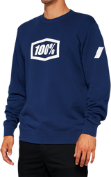 100% Icon Long-Sleeve Fleece Sweatshirt with Screen-Printed Logo, Navy, Large (Part Number 20026-00017)
