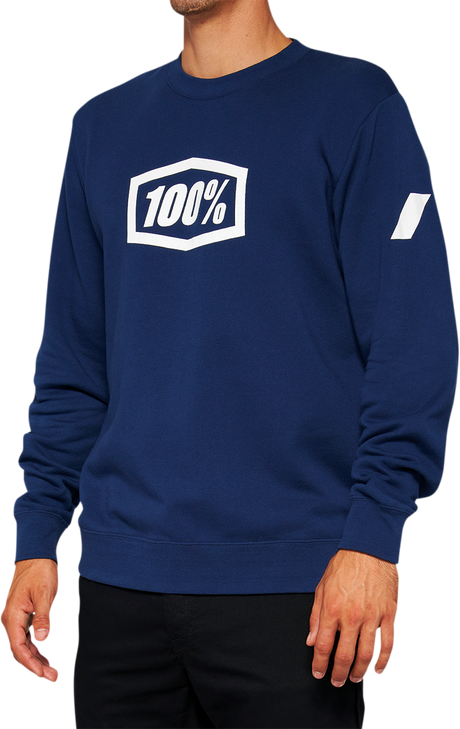 100% Icon Long-Sleeve Fleece Sweatshirt with Screen-Printed Logo, Navy, Large (Part Number 20026-00017)