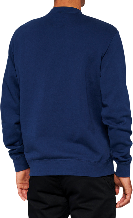 100% Icon Long-Sleeve Fleece Sweatshirt - Navy, Part Number 20026-00018, Fits Various Vehicles