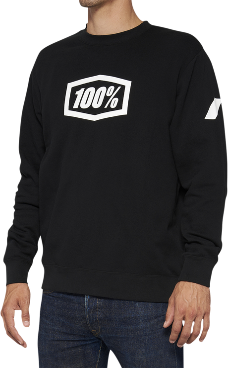 100% Icon Long-Sleeve Fleece Sweatshirt with Screen-Printed Logo - Black - XL - Part No. 20026-00003