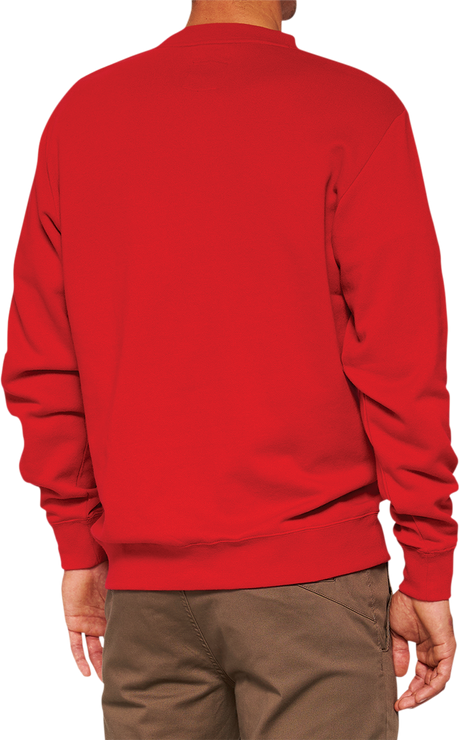100% Icon Long-Sleeve Fleece Sweatshirt with Screen-Printed Logo - Red, Part Number 20026-00011, Fits Various Vehicles