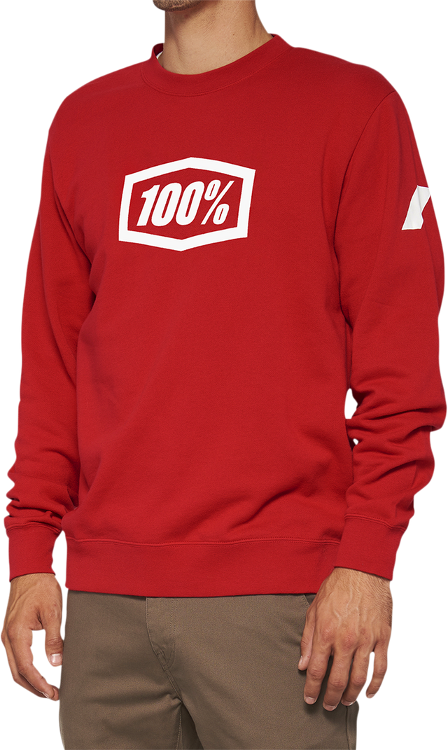 100% Icon Long-Sleeve Fleece Sweatshirt with Screen-Printed Logo - Red, XL - Part Number 20026-00013