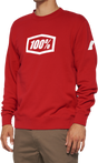 100% Icon Long-Sleeve Fleece Sweatshirt with Screen-Printed Logo - Red, XL - Part Number 20026-00013