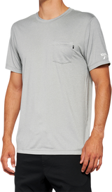 100% Mission Athletic T-Shirt Gray Medium - Performance Moisture-Wicking Fitness Top with Logo Detail
