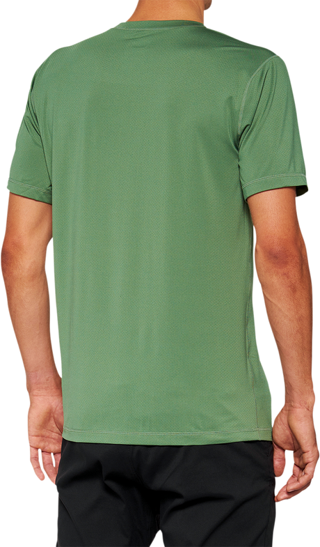 100% Mission Athletic T-Shirt with Logo - Olive, Small | Part Number 20014-00015