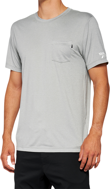 100% Mission Athletic T-Shirt - Gray Large - Performance Polyester Spandex Blend, Ideal for Active Wear