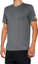 100% Mission Athletic T-Shirt Charcoal Large - Performance Moisture-Wicking Sportswear with Logo Detail
