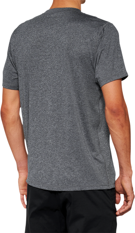100% Mission Athletic T-Shirt Charcoal Large - Performance Moisture-Wicking Sportswear with Logo Detail