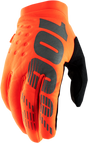 100% Brisker Gloves - Fluo Orange/Black, Small – Lightweight Insulated Motorcycle Gloves with Grip and Reflective Features for Motorcycle Riding