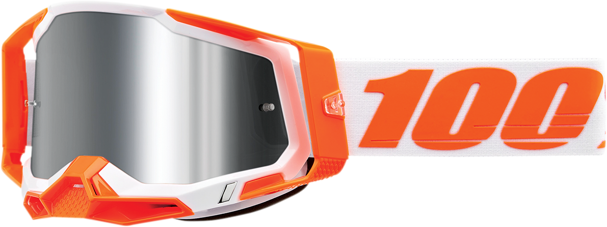 100% Racecraft 2 Goggle with Silver Flash Mirror Lens - Orange Frame, Fits Motocross and ATV Vehicles