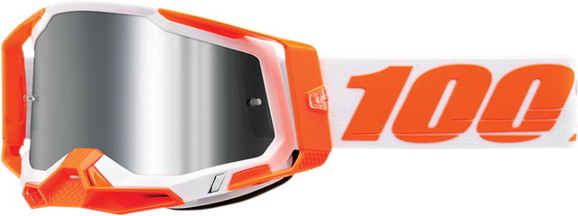 100% Racecraft 2 Goggle with Silver Flash Mirror Lens - Orange Frame, Fits Motocross and ATV Vehicles