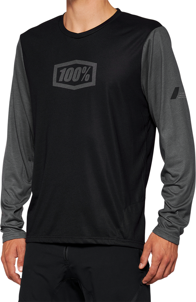 100% Airmatic Long-Sleeve Jersey - Black - Large | Perfect Fit for Mountain Biking & Trail Riding
