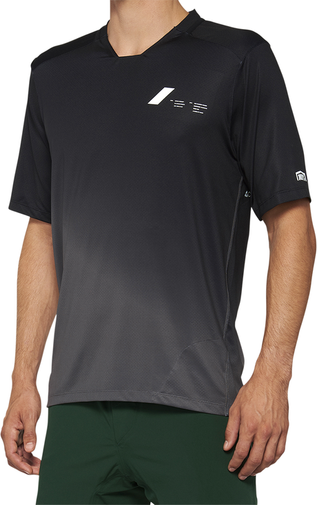 100% Celium Short-Sleeve Jersey for Mountain Biking - Black/Charcoal (Size Large) - Part 40011-00002