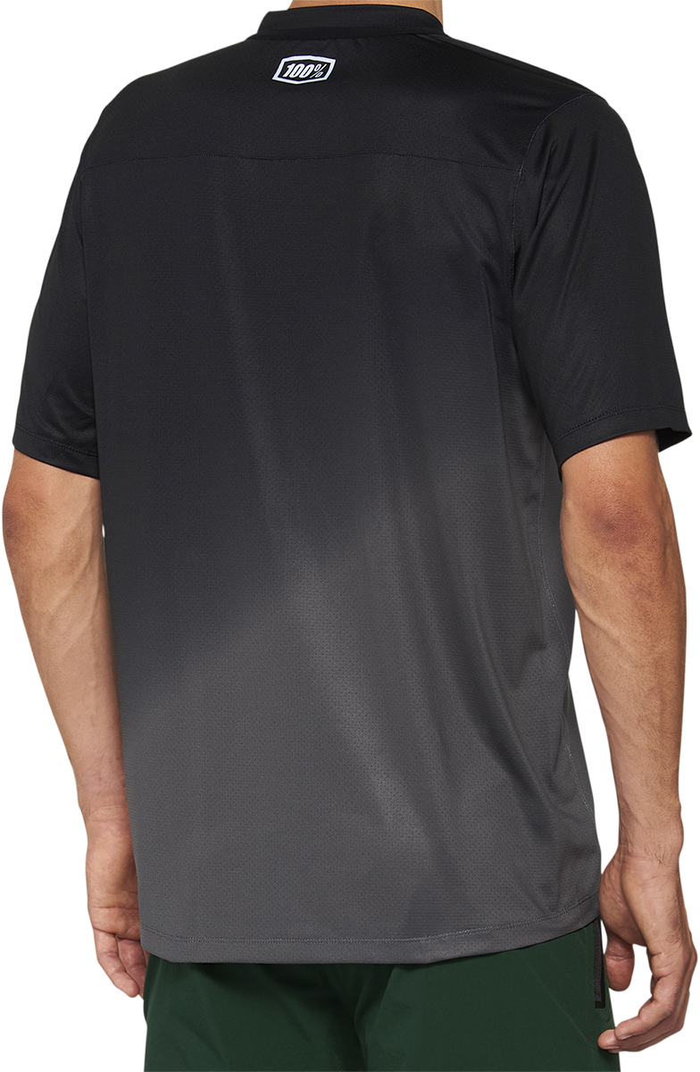 100% Celium Short-Sleeve Jersey for Mountain Bikes and Road Bikes - Black/Charcoal, Small (Part No. 40011-00000)