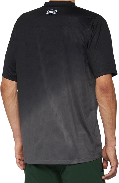 100% Celium Short-Sleeve Jersey for Mountain Bikes and Road Bikes - Black/Charcoal, XL (Part No. 40011-00003)