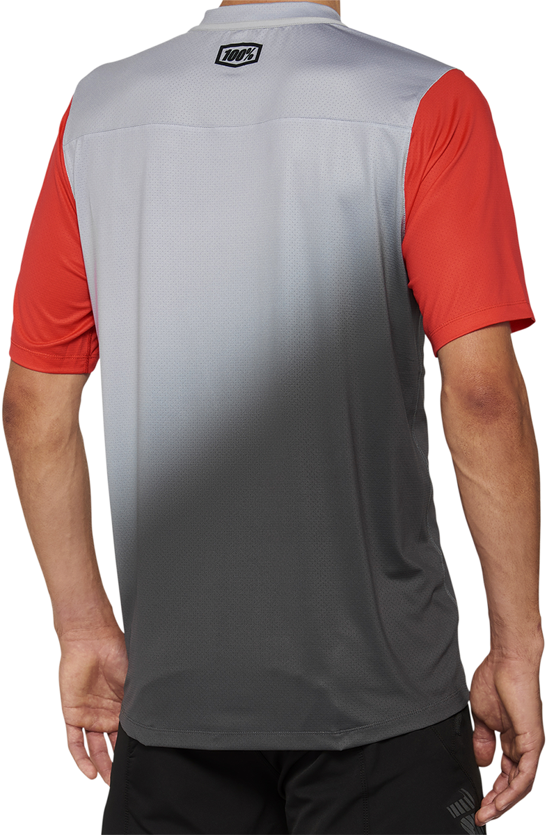 100% Celium Short-Sleeve Jersey for Cycling - Gray/Racer Red, Large - Part Number 40011-00012, Fits Most Mountain and Road Bikes