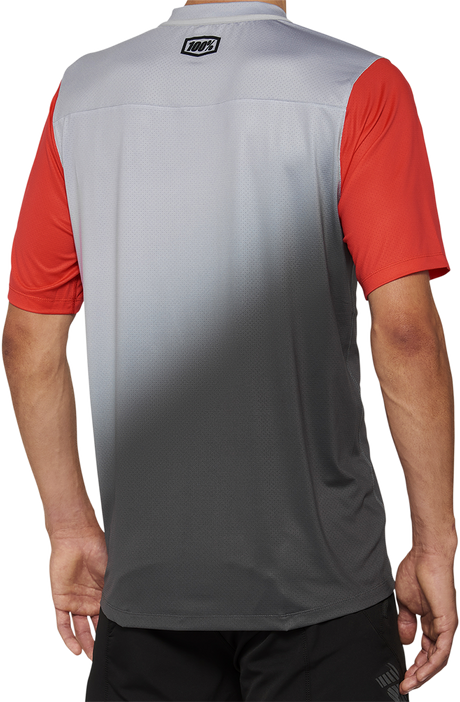 100% Celium Short-Sleeve Jersey for Mountain Biking, Gray/Racer Red, XL - Part 40011-00013