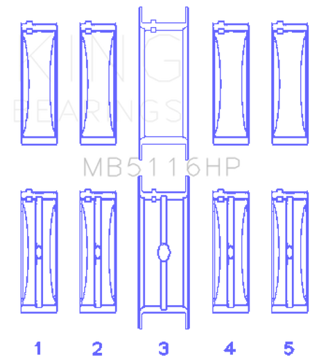 King Engine Bearings Chrysler 426CI/440CI V8 OHV (STDX Size) Crankshaft Main Bearing Set