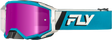 Fly Racing Zone Elite Goggle Blue/White with Magenta Mirror Smoke Lens – Compatible with ATV, Dirt Bike, and Motocross Vehicles