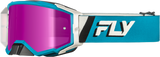 Fly Racing Zone Elite Goggle Blue/White with Magenta Mirror Smoke Lens – Compatible with ATV, Dirt Bike, and Motocross Vehicles