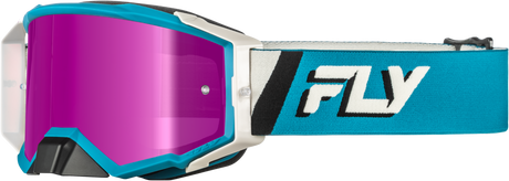 Fly Racing Zone Elite Goggle Blue/White with Magenta Mirror Smoke Lens – Compatible with ATV, Dirt Bike, and Motocross Vehicles