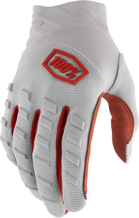 100% Airmatic Gloves Silver Small - Durable Neoprene Cuff, Adjustable TPR Wrist Closure, and Tech-Enabled Design