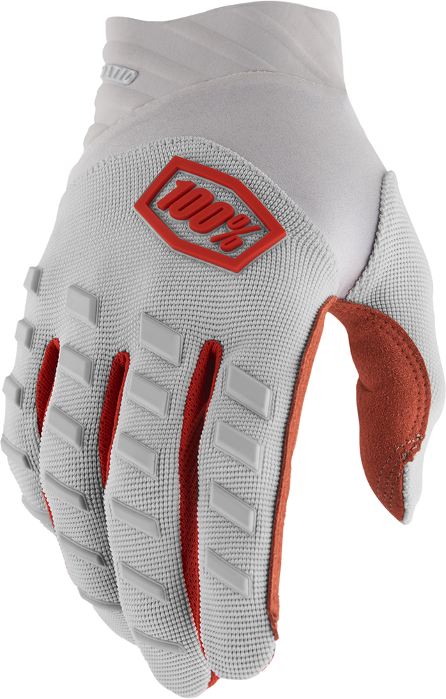100% Airmatic Gloves Silver Small - Durable Neoprene Cuff, Adjustable TPR Wrist Closure, and Tech-Enabled Design