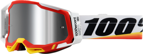 100% Racecraft 2 Goggle - Arsham Red with Silver Flash Mirror Lens - Compatible with Motocross, ATV, and Off-Road Vehicles
