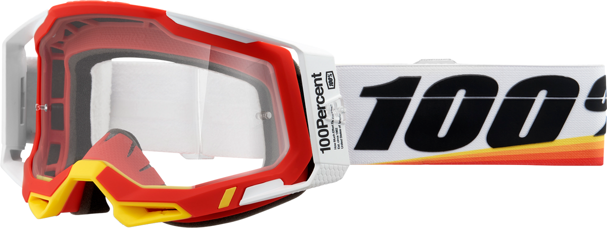 100% Racecraft 2 Goggle - Arsham Red with Clear Lens - Universal Fit for Motocross and Off-Road Vehicles (Part #50009-00016)
