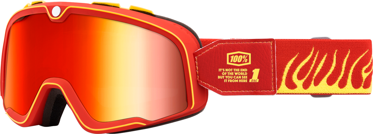 100% Barstow Goggle with Death Spray Red Mirror Lens - Universal Motorcycle and Off-Road Vehicle Fitment
