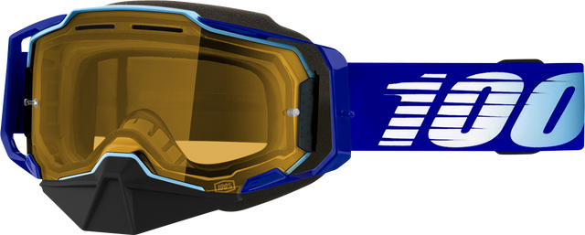 100% Armega Snow Goggle - Royal Yellow Lens for Ski and Snowboard Helmets