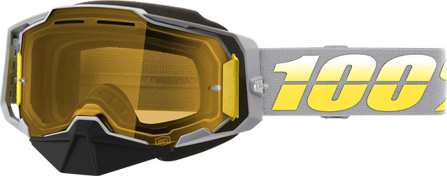 100% Armega Snow Goggle Complex with Yellow Lens - Fits Ski and Snowboard Helmets