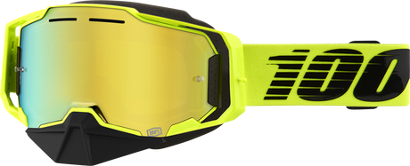 100% Armega Snow Goggle - Nuclear Citrus with Gold Mirror Lens, Fits Snowmobile and Ski Helmets