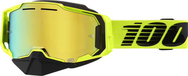 100% Armega Snow Goggle - Nuclear Citrus with Gold Mirror Lens, Fits Snowmobile and Ski Helmets