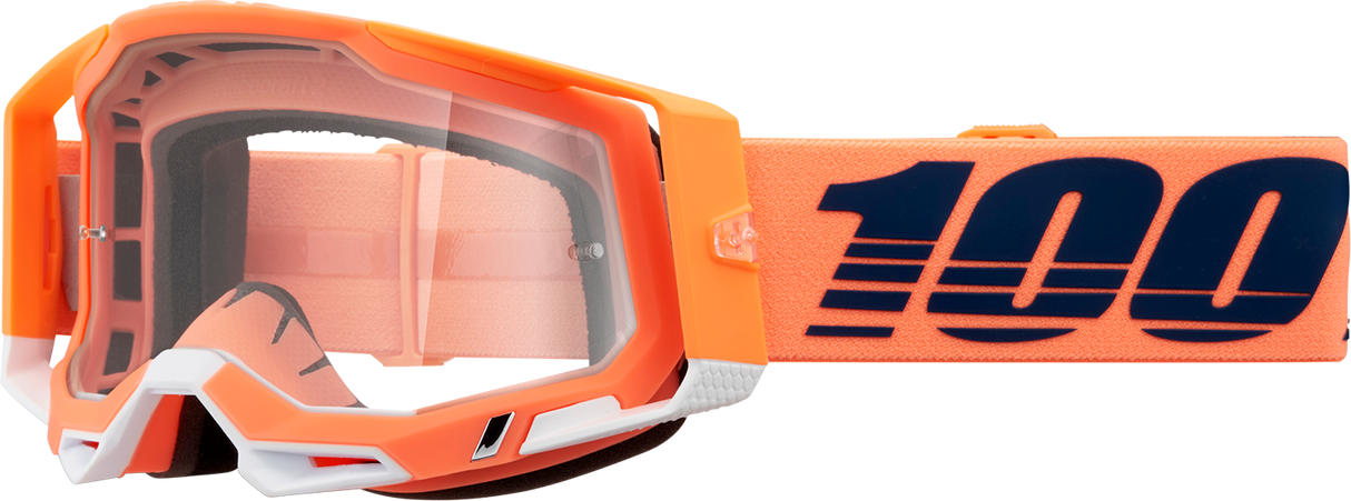 100% Racecraft 2 Goggle with Clear Lens - Coral Frame, Fits Honda CRF250R, Yamaha YZ250F, Kawasaki KX250F, KTM SX250, and Suzuki RMZ250