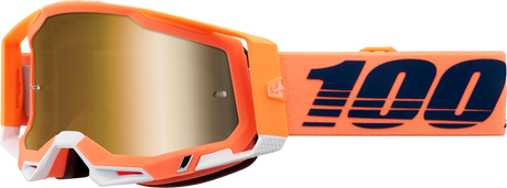 100% Racecraft 2 Goggle with True Gold Mirror Lens - Coral Color for Motocross and Off-Road Vehicles