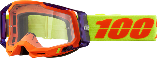 100% Racecraft 2 Goggle with Clear Lens - Panam Design, Universal Fit for Dirt Bikes, ATV, Off-Road Vehicles (Part No. 50009-00021)