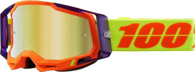 100% Racecraft 2 Goggle - Panam Gold Mirror Lens - Compatible with ATV, MX, Off-Road Bikes