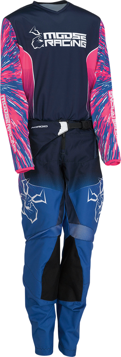 Moose Offroad Youth Agroid Pants - Pink/Blue with Athletic Fit, Size US 24 - Compatible with ATV, Dirt Bike, and Off-Road Vehicles