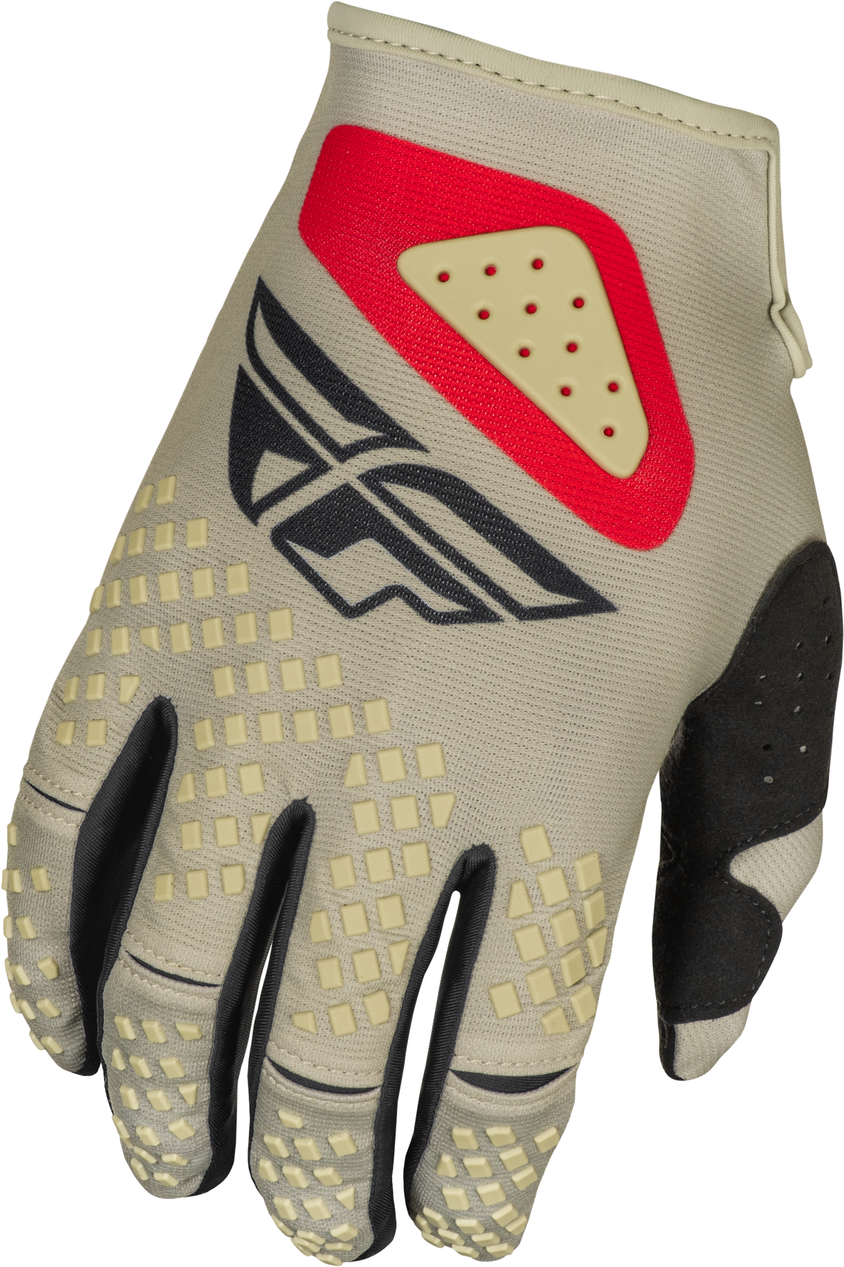 Fly Racing Kinetic Sym Gloves Light Grey/Red/Black for Motorcycle and ATV Riders