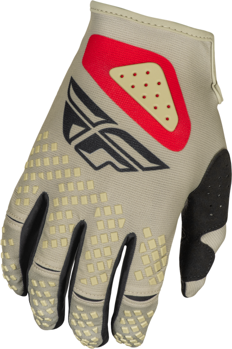 Fly Racing Kinetic Sym Gloves for Motorcycle Riding - Light Grey/Red/Black, Extra Large
